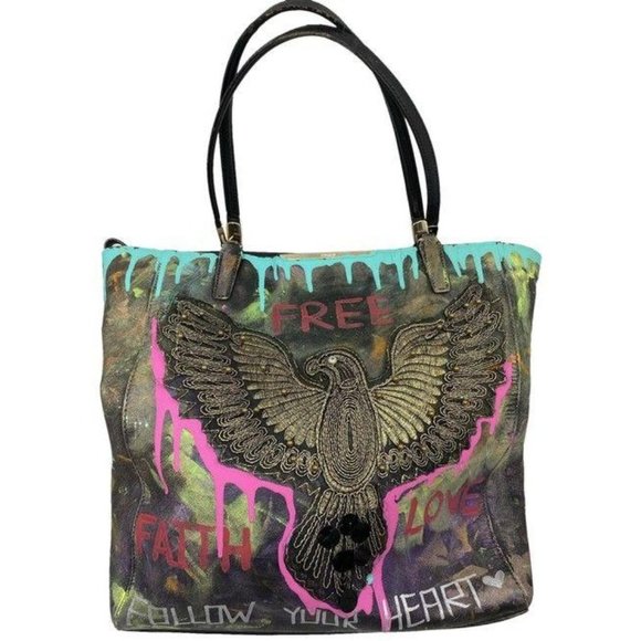 Coach Handbags - coach w hand customized by me street art and appli